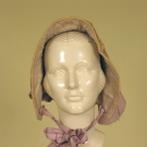 YELLOW &amp; LAVENDER SILK BONNET, 1840-1850s