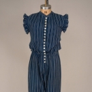 BLUE &amp; WHITE STRIPED EXERCISE SUIT, FRANCE, 1890s