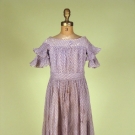 GIRL'S PURPLE &amp; WHITE DRESS, MID 19th C