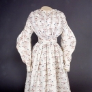 PRINTED SHEER WHITE DRESS &amp; TUCKER, LATE 1830s