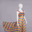 RAINBOW CREPE CHIFFON PARTY DRESS, LATE 1930s