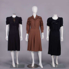 THREE CREPE AFTERNOON DRESSES, EARLY 1940s