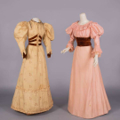 TWO AESTHETIC MOVEMENT DINNER OR TEA DRESSES, USA c. 1894 &amp; c. 1905