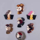 SEVEN LEA STEIN LADY BROOCHES, PARIS