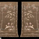 PAIR OF APPLIQUE &amp; CHAINSTITCH EMBROIDERED CURTAINS, JAPAN, c. 1910