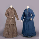 TWO COTTON DAY DRESSES, 1870s