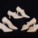 THREE PAIR SILK OR LEATHER PUMPS, BOSTON &amp; NEW YORK, 1910-1920