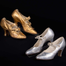 GOLD &amp; SILVER PAINTED KID DANCING SHOES, 1920s
