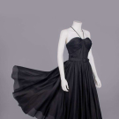 RARE TRAINA NORELL BLACK SILK EVENING DRESS, USA, MID 1950s