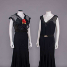 TWO BLACK SILK EVENING DRESSES, EARLY 1930s
