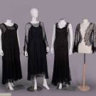 THREE BLACK SILK &amp; LACE EVENING DRESSES, LATE 1920s-EARLY 1930s