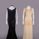 TWO BEADED OR FRINGED SILK EVENING GOWNS, USA, 1930s