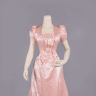 BLUSH PINK SILK SATIN EVENING GOWN, LATE 1880s