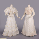 TWO PRINTED COTTON DAY DRESSES, c. 1905-1908