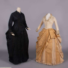 TWO SILK AFTERNOON OR EVENING DRESSES, 1880s