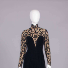 BOB MACKIE TRAINED SILK VELVET &amp; LACE EVENING GOWN, USA, 1980s
