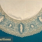 ROUND LINEN &amp; LACE TABLECLOTH, c. 1900